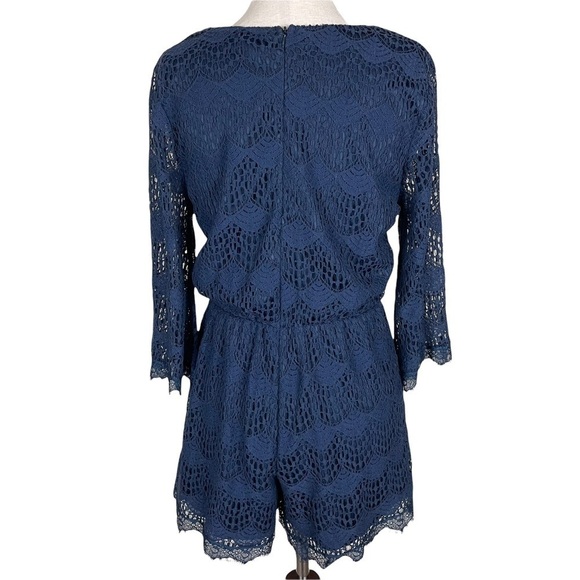 Alya Blue Lace Overlay Romper - Picture 4 of 9